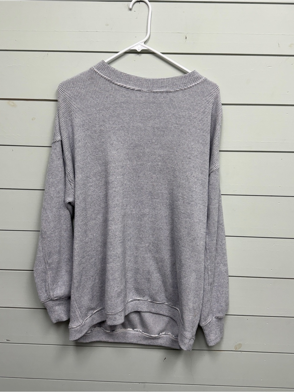 Aerie waffle crewneck sweatshirt tunic style silver gray women's size small